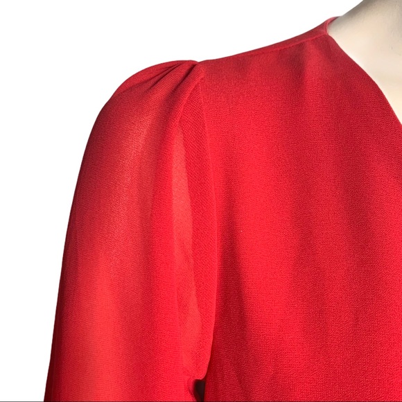 Faith and Joy Red V Neck Blouse Size Small - Picture 5 of 13